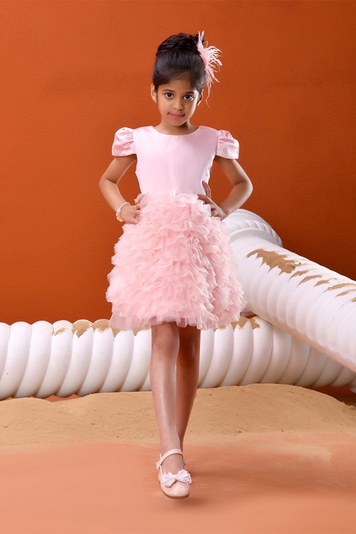 puff sleeve birthday dress Pink Ruffle Party for Girls A Sweater Dress Outfit other size:4 5 Years (120cm) 64