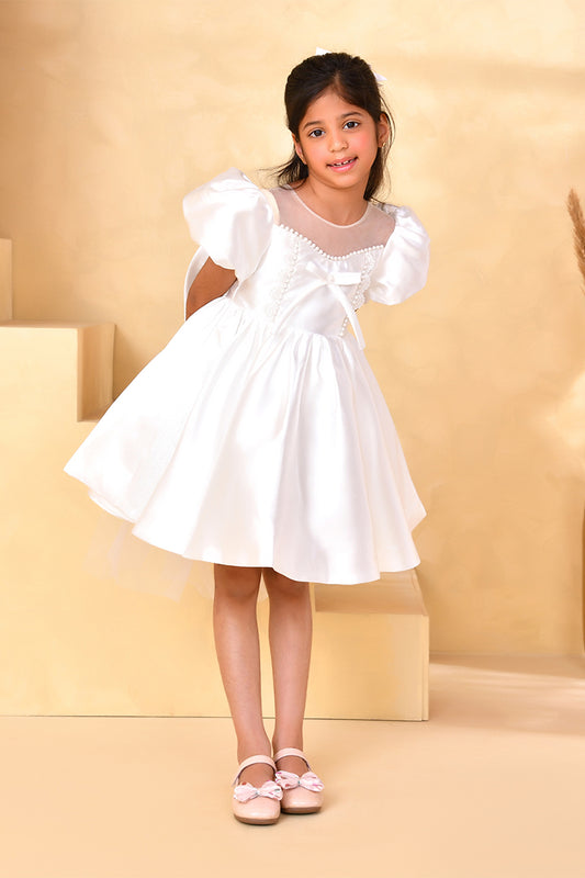 Fairytale White Puff Sleeve Party Wear Dress