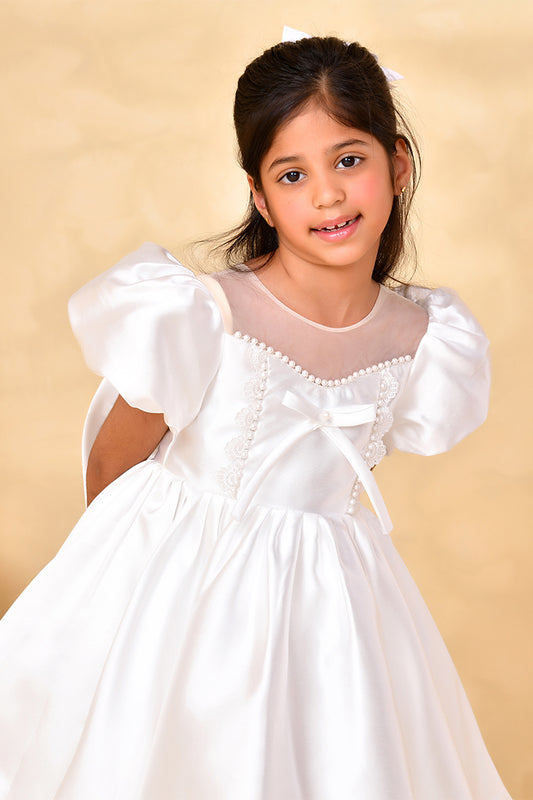 Fairytale White Puff Sleeve Party Wear Dress