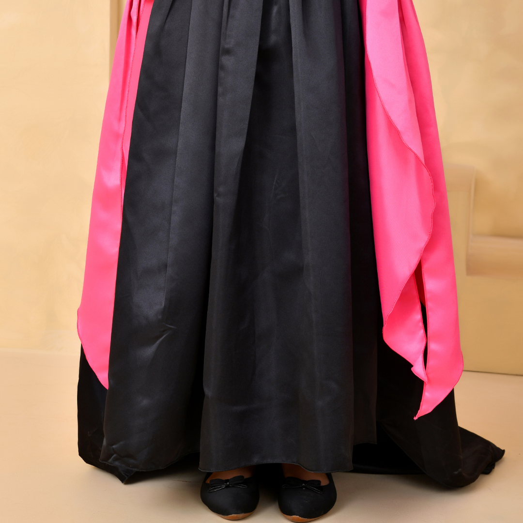 Black & Pink Bow Party Gown for Girls — Full Length | Nibblekins