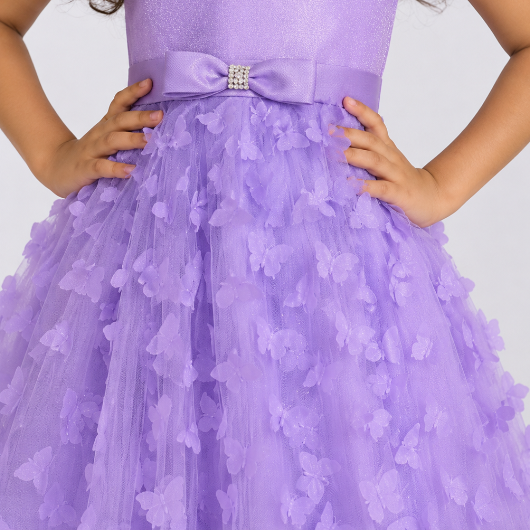 Purple Butterfly Tulle Party Dress for Girls — Birthday Dress | Nibblekins
