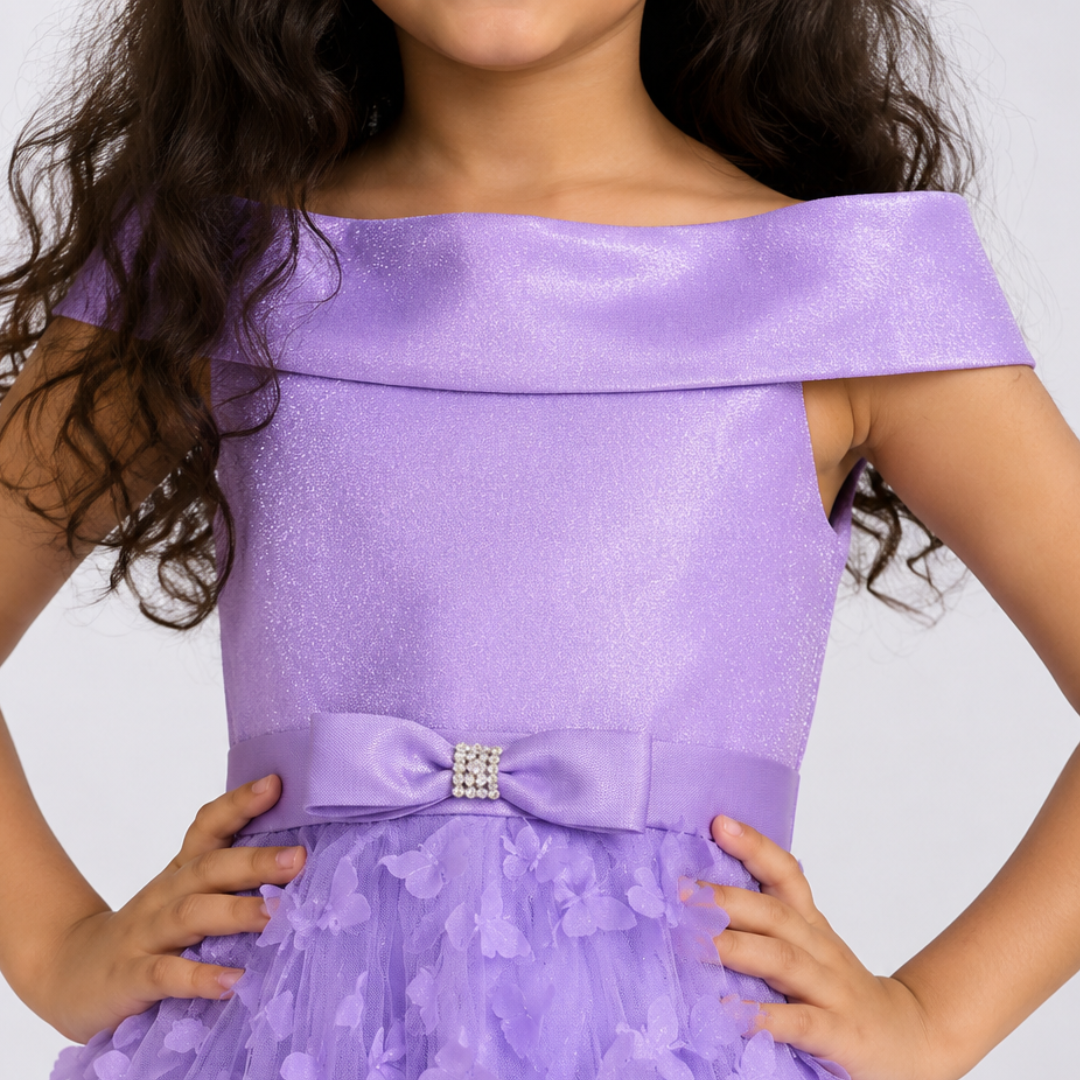 Purple Butterfly Tulle Party Dress for Girls — Birthday Dress | Nibblekins