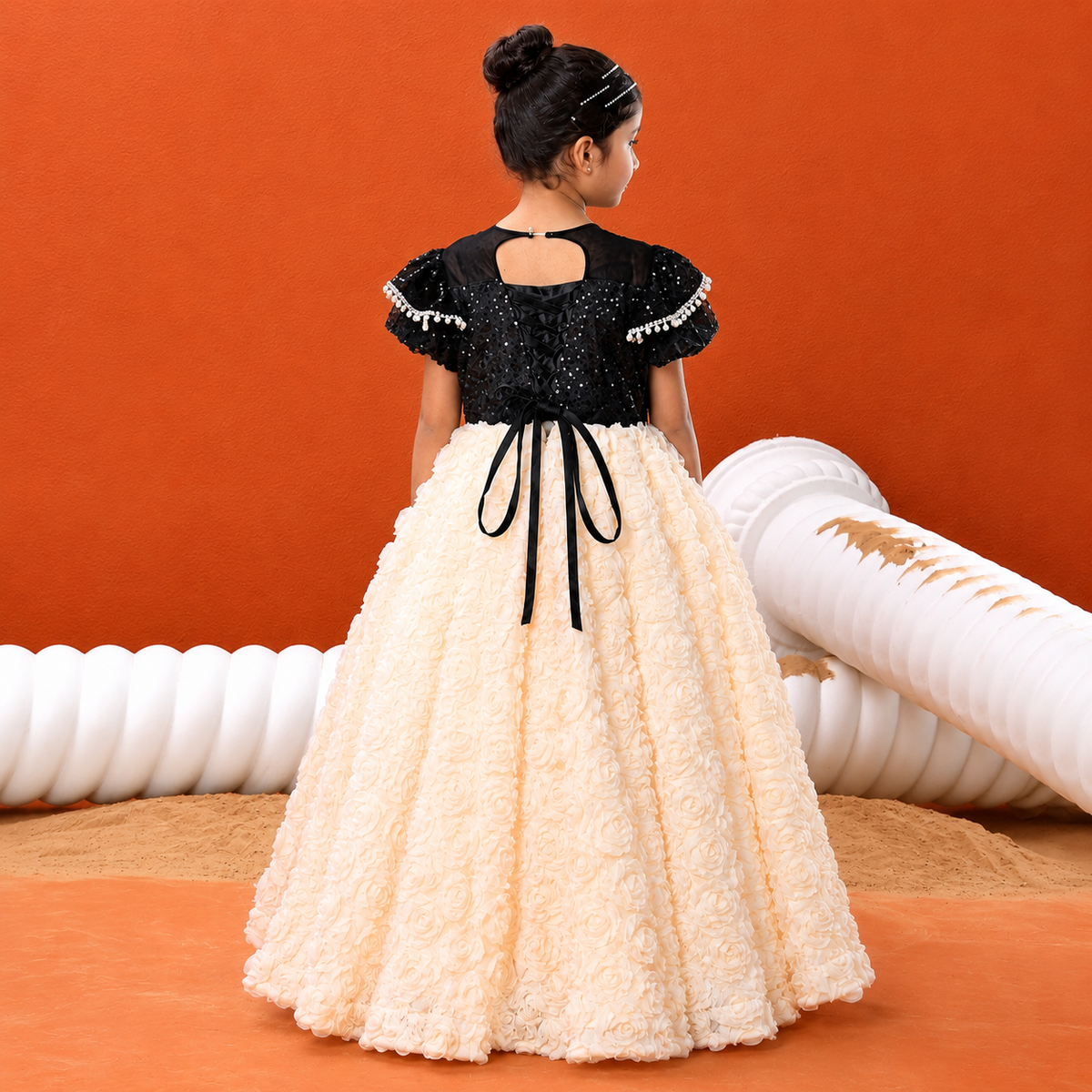 Ivory Rose Garden Princess Ball Gown for Girls | Nibblekins