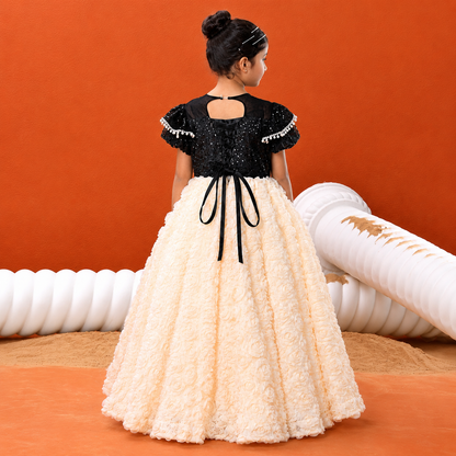 Ivory Rose Garden Princess Ball Gown for Girls | Nibblekins