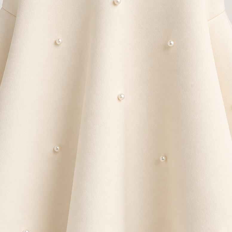 Ivory Pearl Bow A-Line Party Dress for Girls | Nibblekins