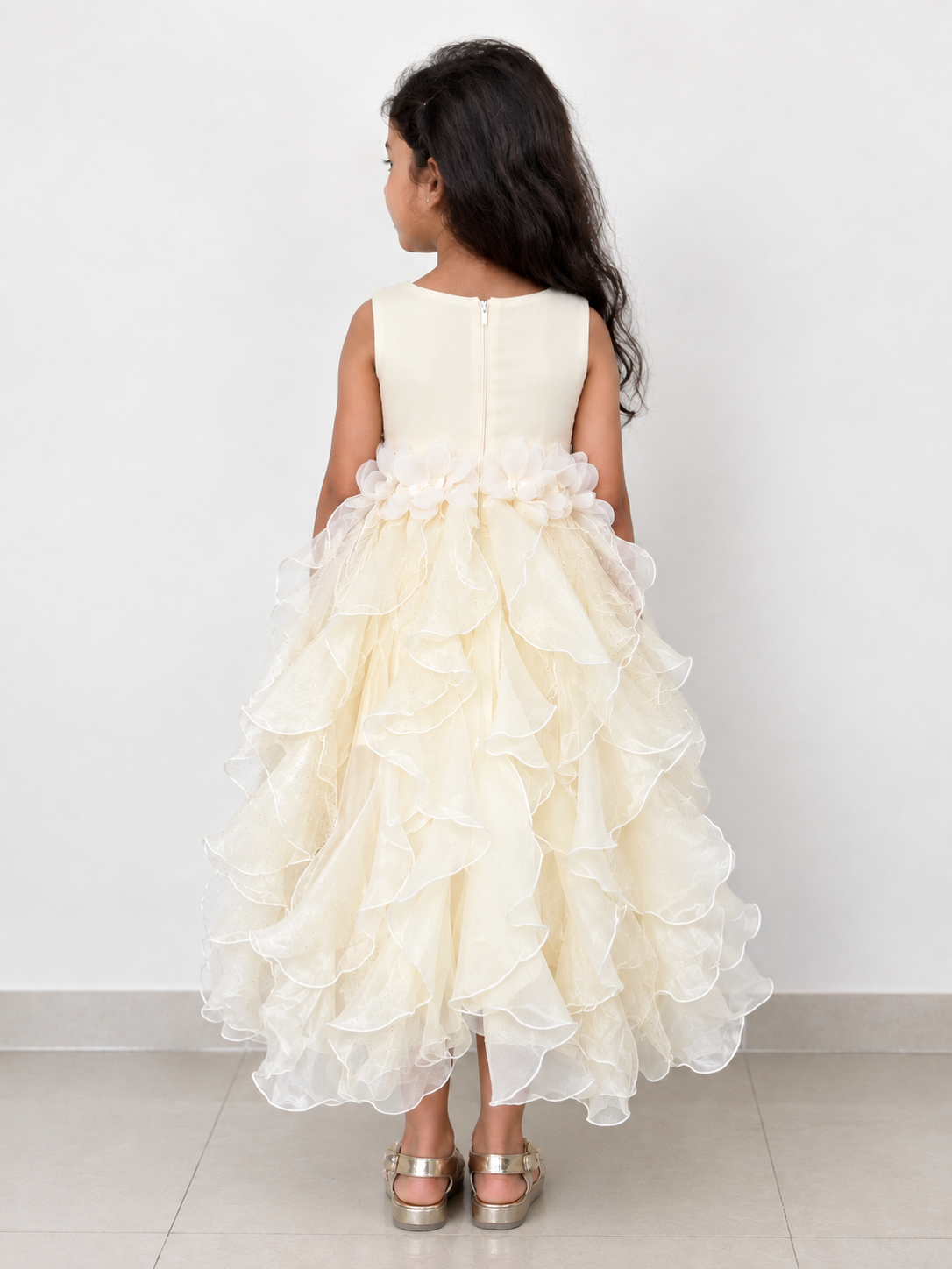 Ivory Layered Ruffle Party Dress for Girls — Shimmer | Nibblekins
