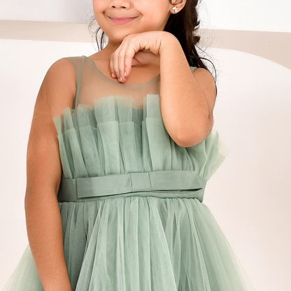 Green Tulle Party Dress for Girls — Birthday Dress | Nibblekins