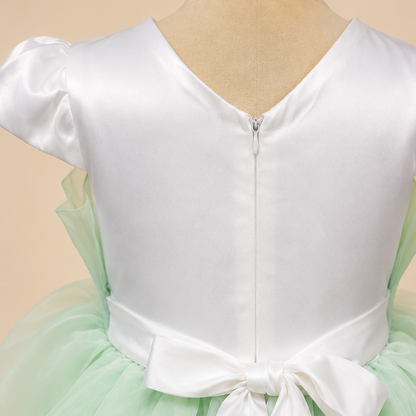 Green Party Dress for Girls - 3D Ruffle A-Line Dress | Nibblekins