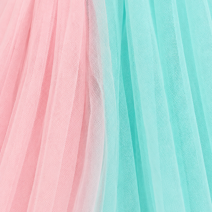 Pink & Aquamarine Tulle Gown for Girls — Birthday | Nibblekins