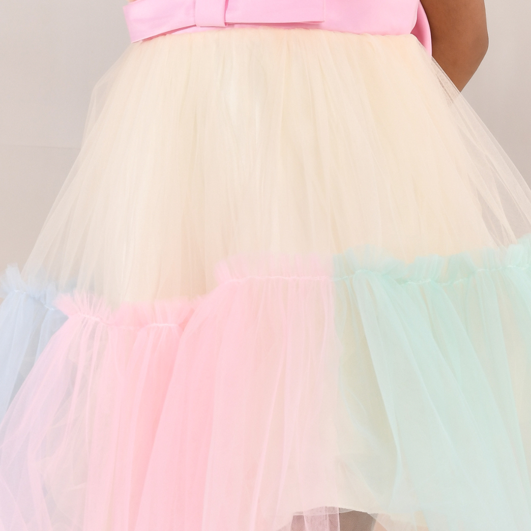 Rainbow Tulle Party Dress for Girls — Multicolour Birthday Dress | Nibblekins