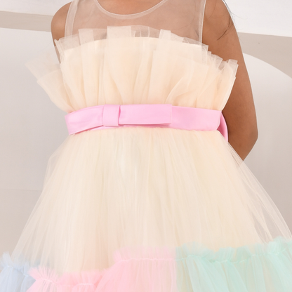 Rainbow Tulle Party Dress for Girls — Multicolour Birthday Dress | Nibblekins