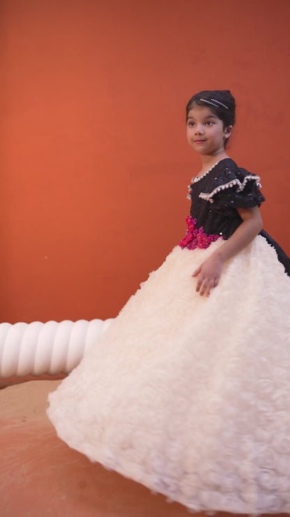 Ivory Rose Garden Princess Ball Gown for Girls | Nibblekins
