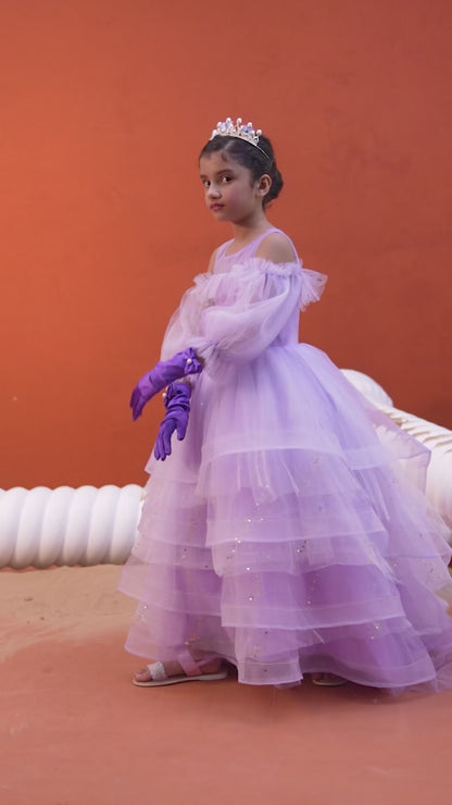Lavender Princess Layered Tulle Gown for Girls | Nibblekins