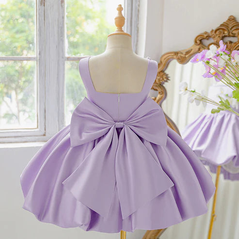 Satin A-Line Party Wear Dress for Girls