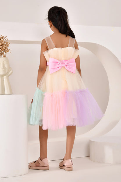 Rainbow Tulle Party Dress for Girls — Multicolour Birthday Dress | Nibblekins
